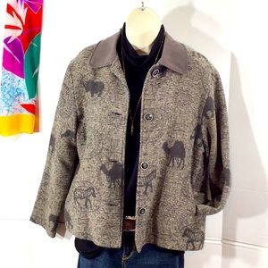 David Paul textured knit jacket w/animals S
